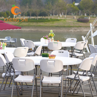 Vente en gros à prix réduit Table pliante ronde blanche en plastique HDPE pour banquet, repas, 180cm, 10 à 12 personnes, pour événement de mariage