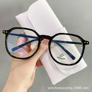 Yc335 A1 Montura de Gafas Redondas para Mujer, TR90, Protección Anti Luz Azul, Montura Completa, Lentes Planas para Miopía - Product Image 2