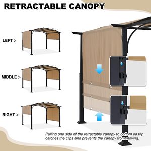 Dwoo Outdoor Retractable Shade Canopy Waterproof Polyester Steel Patio Metal <b>Garden</b> Pergola DWG0001-TD Retractable Pergola DWG00 - Product Image 5