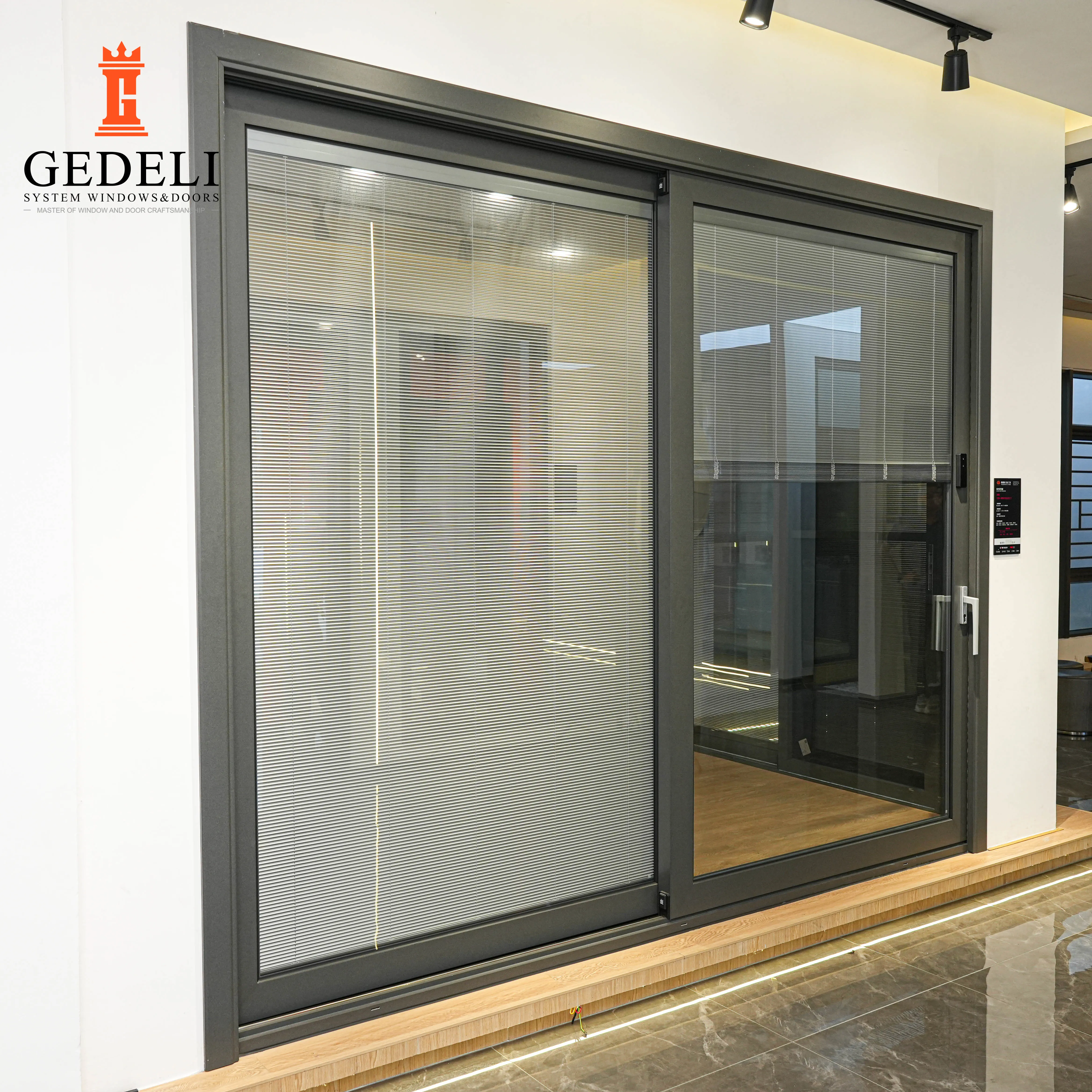 GWDELI portas deslizantes de alumínio duplo vidro temperado porta deslizante de alta qualidade com eficiência energética