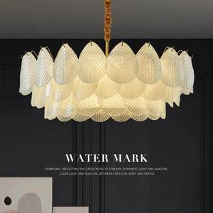 Modern Leaf Design Chandelier D500 H300 LED Round Pendant <b>Light</b> For Living Room Bedroom Villa <b>Lighting</b> Fixtures - Product Image 2