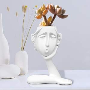 Maceta facial Maceta Suculenta Maceta Cabeza Maceta Resina única <span class=keywords><strong>Macetas</strong></span> <span class=keywords><strong>pintadas</strong></span> a mano <span class=keywords><strong>con</strong></span> orificio de drenaje - Product Image 6