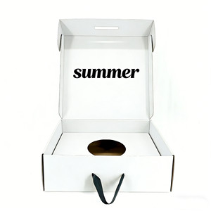 Scatola Regalo <span class=keywords><strong>con</strong></span> Manico Bianco, Logo Personalizzato <span class=keywords><strong>con</strong></span> Stampa in Lamina, Scatola in Cartone Ondulato Riciclabile per Spedizioni <span class=keywords><strong>con</strong></span> Inserto - Product Image 2