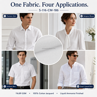 Tissu tissé 100% coton 117GSM |   Tissu de chemise jacquard premium facile d'entretien à l'ammoniac liquide |   Échantillon OEM MOQ 1m