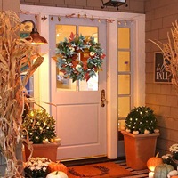 Couronne de citrouille d'Halloween moderne de 50 cm de haute qualité en gros, décoration artificielle pour porte d'entrée et mur de la maison