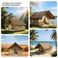 Tente de Luxe Safari Lodge Extérieure, Glamping Hutte en Bois et Toile Personnalisée pour Hôtels, Resorts et Maisons, avec Salle de Bain