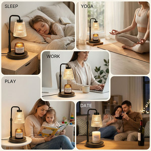 เครื่องอุ่นเทียนแก้วลายเส้นแนวตั้ง พร้อมฟังก์ชั่นตั้งเวลาหรี่ไฟได้ โคมไฟละลายขี้ผึ้งอโรมาเธอราพีแบบไร้เปลวไฟ ใช้เป็นไฟกลางคืน - Product Image 2