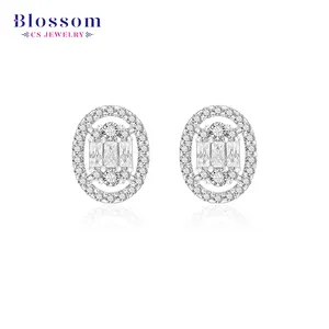 Fashion Brand New Product American Cz Earrings Minimalist Jewelry Women White Gold Plated Silver Zirconia Earrings Stud