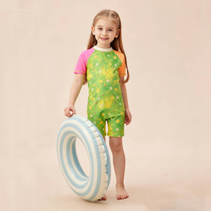<span class=keywords><strong>Maillot</strong></span> <span class=keywords><strong>de</strong></span> <span class=keywords><strong>bain</strong></span> une pièce UPF 50+ à manches courtes pour petites filles, séchage rapide, design haute visibilité, sécurité garantie, été, plage, piscine - Product Image 1
