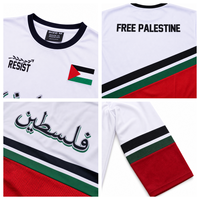Maillot de hockey sur glace professionnel YZ avec logo personnalisé, slogan arabe, blanc et rouge, en maille épaisse, style hip-hop, pour la vente en gros