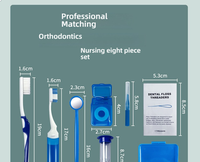 Kit de cuidado bucal de ortodoncia de 8 piezas, incluye cera de ortodoncia, cepillo de dientes, hilo dental, espejo bucal, regalo de clínica de ciencia médica