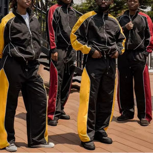 Ensemble Veste Coupe-Vent en Nylon Patchwork Personnalisé Ensemble de Survêtement pour Hommes Style de Rue Léger - Product Image 6