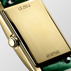 Montre à quartz pour femme, cadran rectangulaire avec chiffres romains, petit cadran secondaire, bracelet en cuir, boîtier doré, montre-bracelet Longinesing - Product Image 6