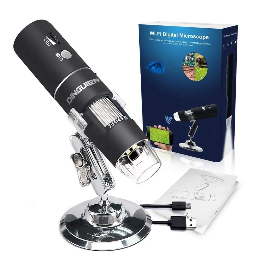Draadloze Digitale Wifi Usb Microscoop 50X Om 1000X Vergroting Mini Handheld Endoscoop Inspectie Camera Met 8 Leds Met Metalen