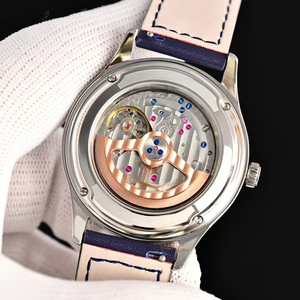 Reloj de Pulsera Profesional Mecánico Automático de Alta Calidad con Caja de Acero Plateado, Triple Fecha, Esfera Azul y Diseño Celestial Lunar para Hombre - Product Image 3