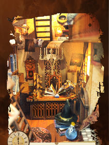 ชุดประกอบโมเดลไม้ดนตรีไฟฟ้า 3 มิติ แฮนด์เมด พร้อมไฟ LED สำหรับวางหนังสือ ตกแต่งโต๊ะทำงาน ของเล่น ของขวัญวันฮาโลวีน/อีสเตอร์ บรรจุกล่องสี - Product Image 6