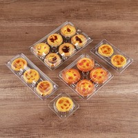 Boîte en plastique transparente jetable PET à 6 compartiments pour tartelettes aux œufs, emballage pour pâtisserie, design personnalisable avec logo/graphisme