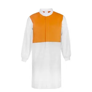 Fabrik direkt günstiger Preis 100 % Baumwolle 240 gsm Lab Mantel zwei Töne weißes Kleid Reißverschluss Frontarbeit Kleidung für Herren