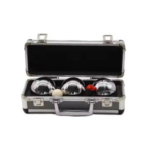 Offre Spéciale <span class=keywords><strong>de</strong></span> haute qualité en acier inoxydable argent jardin <span class=keywords><strong>jeu</strong></span> exercice extérieur personnaliser Logo boîte en aluminium 3 pièces 720g Boule Bocce balle - Product Image 1