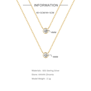 Colliers à double rangée en argent sterling 925 plaqué or 18 carats Vermeil, sertis de zircone cubique blanche ronde et brillante, par CANNER - Product Image 2