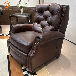 Royal Living Room Freizeit stuhl aus Holz Europäisches Mahagoni-<span class=keywords><strong>Sofa</strong></span> High-End Italien Elegantes antikes Lederset Villa Klassische Möbel - Product Image 1