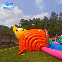 Parc aquatique gonflable commercial, toboggan aquatique géant gonflable avec piscine pour enfants