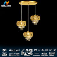 Lámpara de Techo Colgante LED de Cristal Dorado Moderna y Lujosa para Hoteles y Espacios de Alta Gama