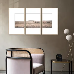 Conjunto de 3 Picture Frame Estilo Africano Cavalo Fotografia MDF Frame Wall Art para Sala Quarto Escritório Decoração e Presentes