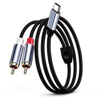 Kabel Audio Type-C ke Dual-Pin 1-ke-2 Splitter untuk Amplifier Mobil Sistem Audio Speaker Kabel Koneksi Output USB C RCA Kustom