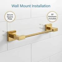 Porte-serviettes mural simple en cuivre doré poli moderne, support pour serviettes de toilette, accessoires de salle de bain, base carrée, barre ronde, minimaliste