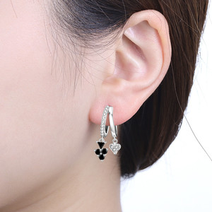 New round-cut zircon white copper Brass playing card earrings, <b>creative</b> <b>gift</b> for women - Product Image 4