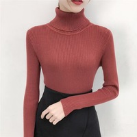 En vente automne hiver dames col roulé pull en tricot à manches longues pulls de base pour les femmes col rabattu pull tricots hauts