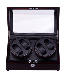 Caja enrolladora de reloj automática de cuero de madera clásica 4 + 0, soporte de exhibición de almacenamiento seguro, Motor silencioso, 4 ranuras con parada abierta - Product Image 2