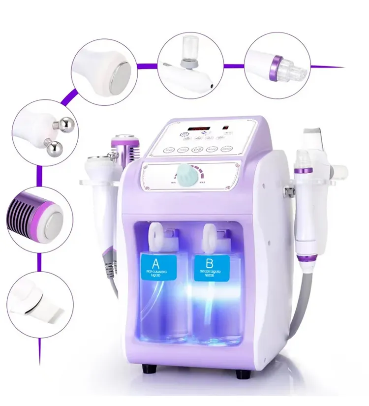 Venta caliente 6-en-1 Hydro Oxygen Facial Clean Machine Limpieza DE LA PIEL Hidratante Revitalizar Dermabrasion Facial Device