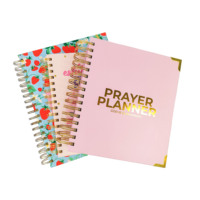 Ensemble de papeterie personnalisé pour planificateur de prières quotidiennes, rose avec dorure à chaud, carnet à spirale couverture rigide, cadeaux chrétiens avec coffret cadeau de luxe