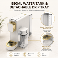 Machine à café à capsules domestique avec réservoir de mousseur à lait indépendant, 1100W, réservoir d'eau de 580ml, bac d'égouttement amovible pour expresso