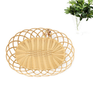 Oval Plastic Rattan Style <b>Storage</b> <b>Basket</b> 240 Series Beige For Neatening And <b>Storage</b> - Product Image 1