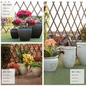 Juego de 4 Macetas de Cerámica Esmaltada para Jardín, Macetas de Cerámica para Plantas de Exterior - Product Image 4
