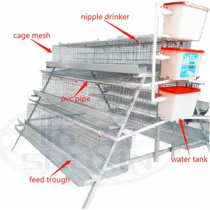 Rendimiento de alto costo 3/4 niveles 4/5 puertas jaulas de gallinas para gallinas ponedoras utilizadas en granjas avícolas