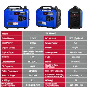 230/120V 50/60HZ变频发电机发动机启动3.6kw汽油便携式发电机BL3600iE手动/电动启动发电机 - Product Image 5
