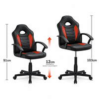 Chaise de bureau gaming moderne en cuir PU, réglage de hauteur 12 cm, accoudoirs incurvés fixes, pour la maison, le bureau et l'étude