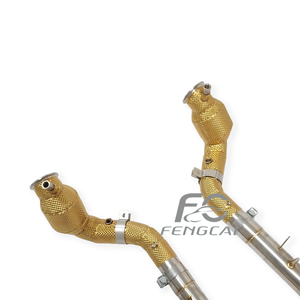 Tubería de Escape de Acero Inoxidable para Ferrari <span class=keywords><strong>Roma</strong></span> V8 3.9T 2020+, Downpipe Dorado con Aislamiento, Mejora de Potencia y Flujo - Product Image 3