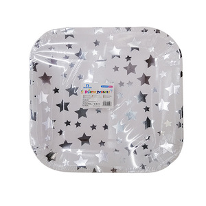<span class=keywords><strong>Assiette</strong></span> en papier jetable motif étoile or et argent, idéale pour gâteaux, biscuits et bonbons – Nouveauté irrésistible ! - Product Image 1