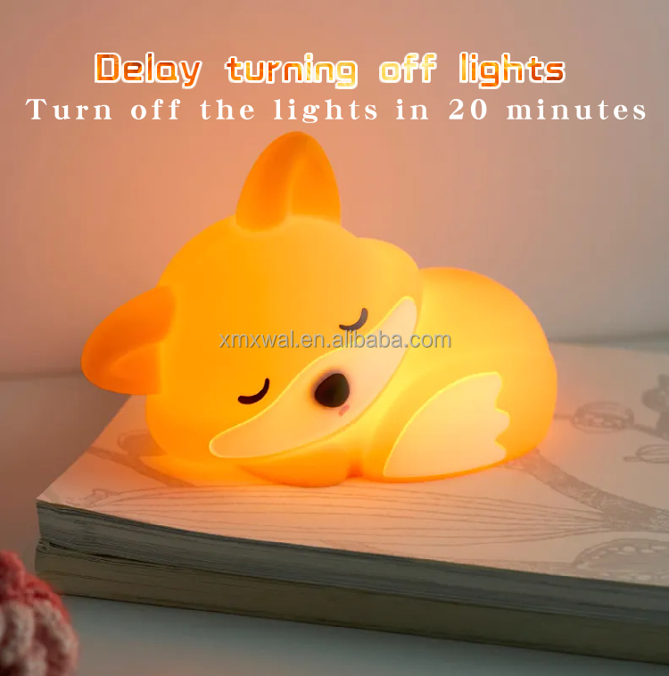 Little Fox USB Rechargeable LED Night Light with Silicone Material Dimmable Warm White Light for Modern Living Room