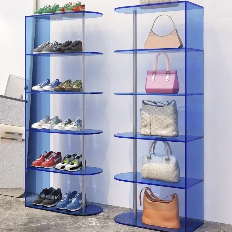 Rak display buku kustom kabinet pajangan akrilik rak tas sepatu multi lapis tahan air