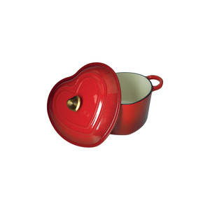 Casserole en fonte émaillée en forme de cœur rouge de 4 litres avec couvercle - Product Image 1