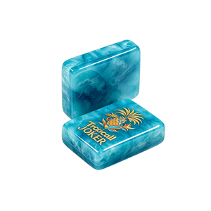 Ensemble de Mahjong de Luxe Bleu Océan, Tuiles Américaines en Résine Gravée, Thème Tropical <span class=keywords><strong>Plage</strong></span>, Pièces Esthétiques Côtières - Product Image 1