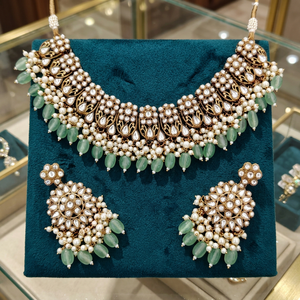 Indian Traditional Antique Gold Plated Kundan Choker Necklace <b>Set</b> Pastel MIX Gemstone Bead Bridal Jewelry <b>Set</b> with Earring - Product Image 3