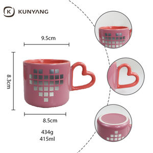 Fournisseur de fabrication de tasses en céramique avec poignée en forme de cœur, logo de lapin personnalisé, couleur, cadeau pour la maison ou le bureau, tasses à café en céramique - Product Image 3