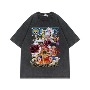 T-shirt Oversize da uomo <span class=keywords><strong>Anime</strong></span> Vintage con mezze maniche con lavaggio acido - Product Image 5